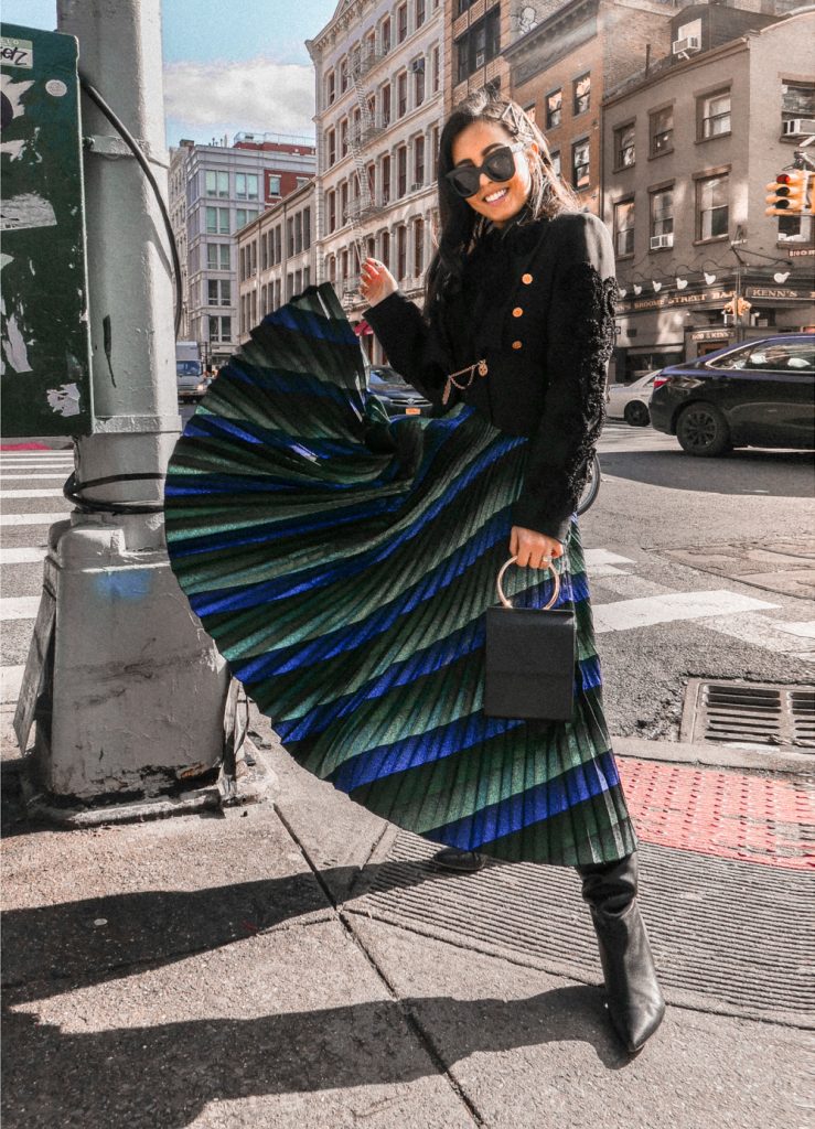 pleated skirt vintage jacket boots gabriella zacche