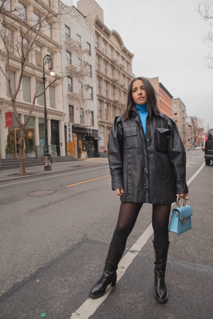 nina ricci blue turtleneck